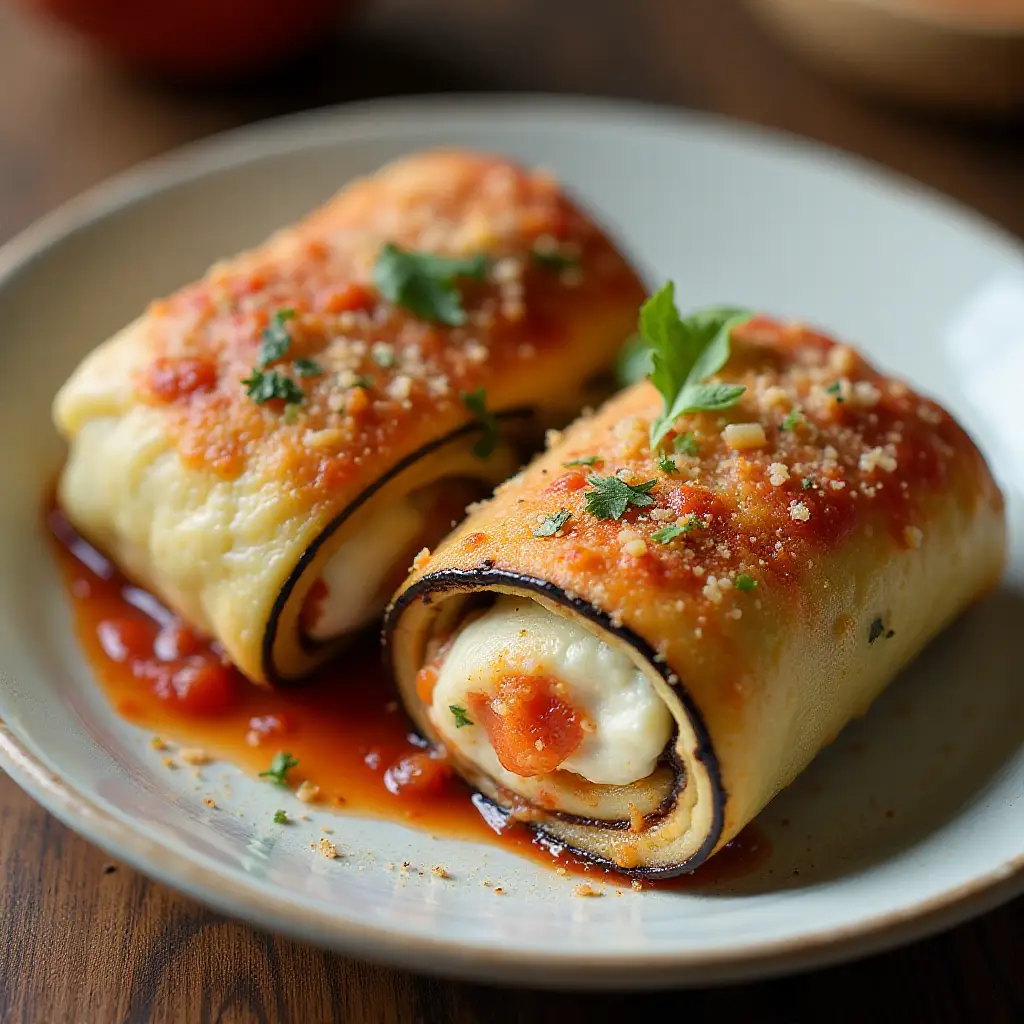 Stuffed Eggplant Parmesan Rolls