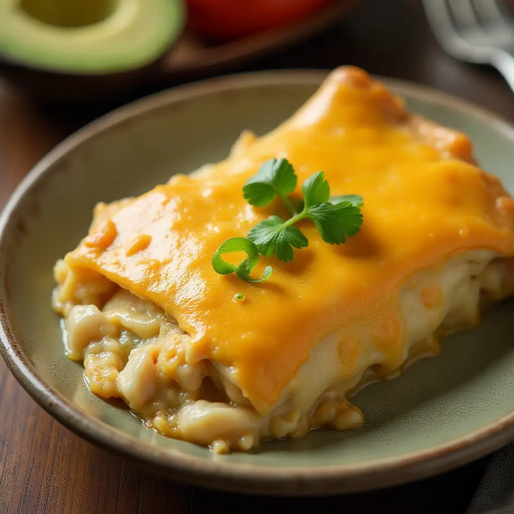 Easy Creamy Crockpot Chicken Enchilada Casserole