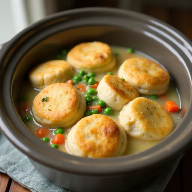 Healthier Slow Cooker Chicken and Dumplings