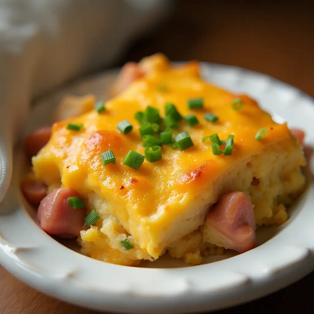 Slow Cooker Overnight Ham and Cheese Breakfast Casserole