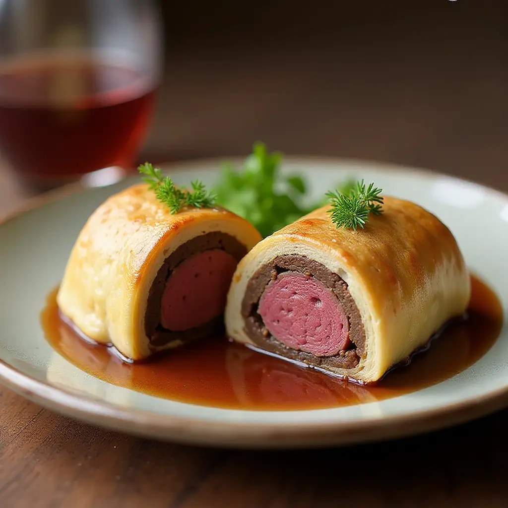 Mini Beef Wellingtons with Red Wine Sauce