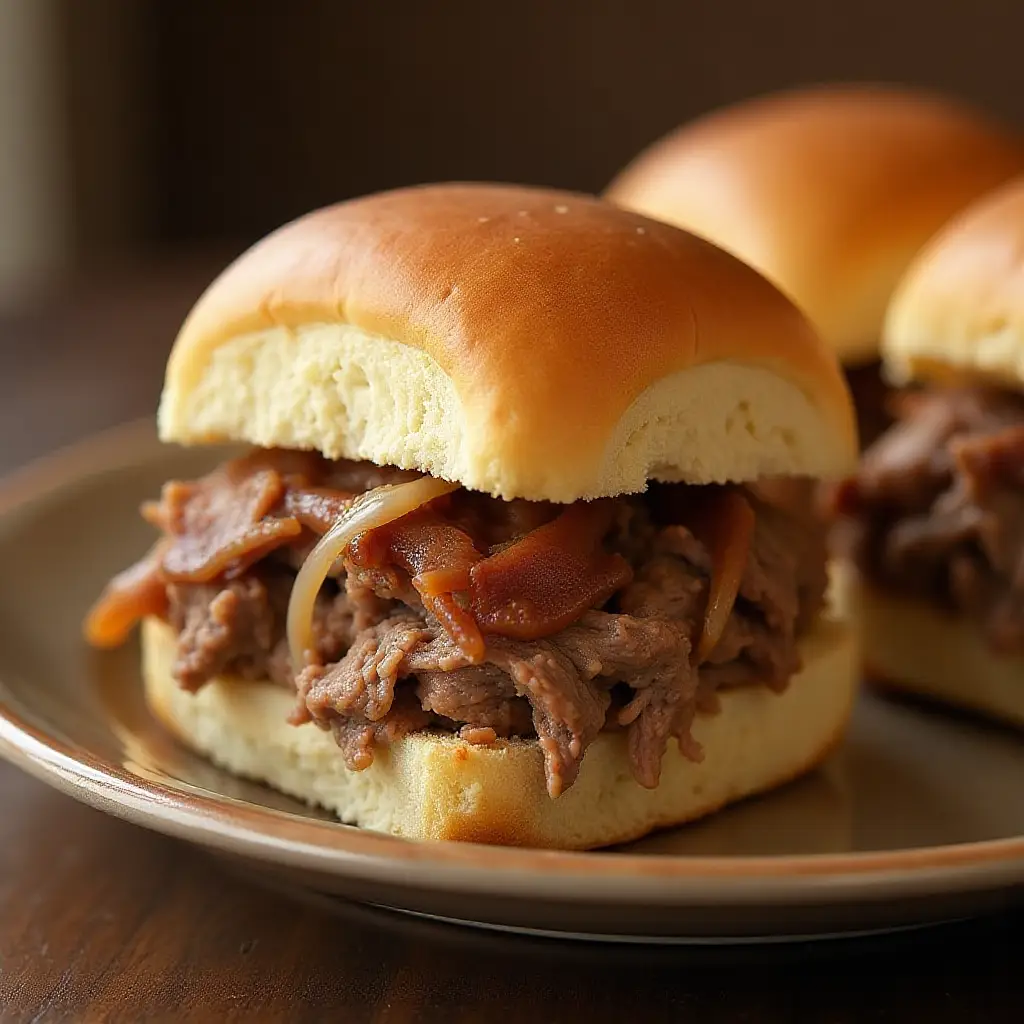 Slow Cooker Philly-Style Shredded Beef Sliders