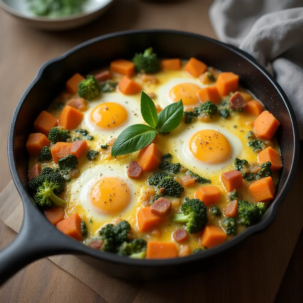 Sweet Potato, Bacon, and Veggie Skillet