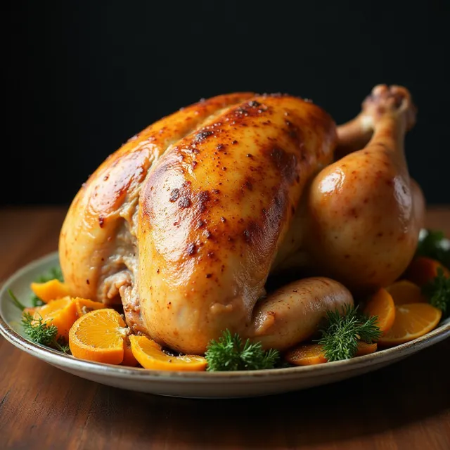 Orange, Tea, Bourbon-Brined Paprika Butter Turkey