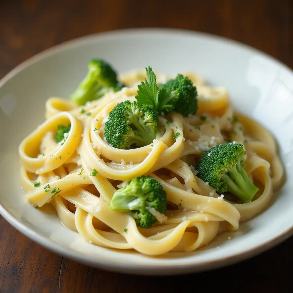 Ricotta Fettuccine Alfredo with Broccoli