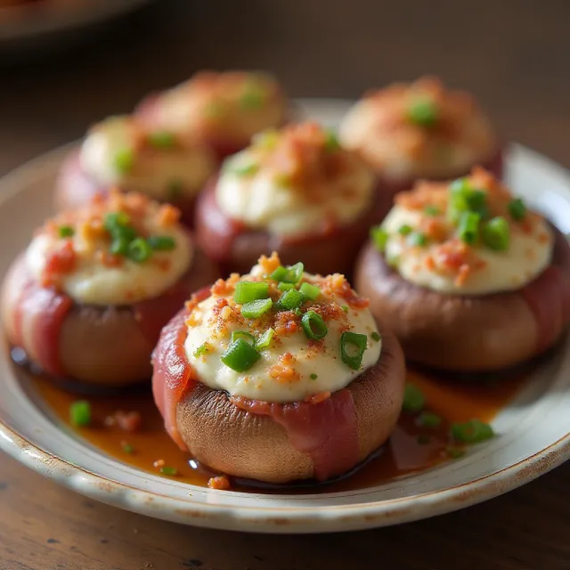 Bacon Wrapped Stuffed Mushrooms