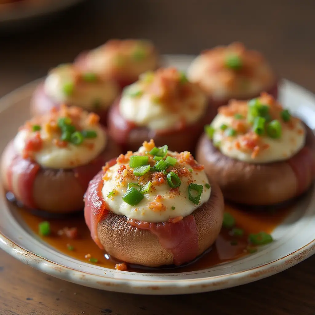 Bacon Wrapped Stuffed Mushrooms