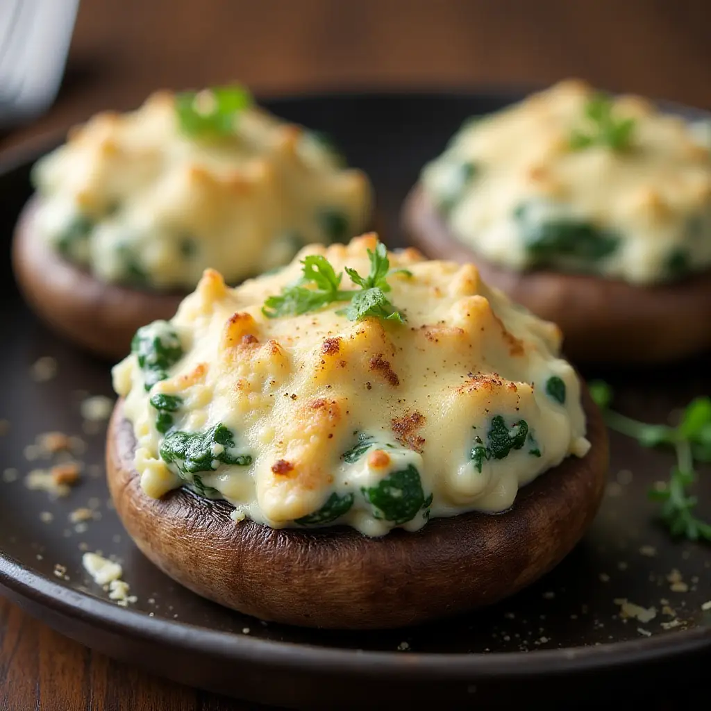 Chicken, Artichoke, and Spinach-Stuffed Portobellos
