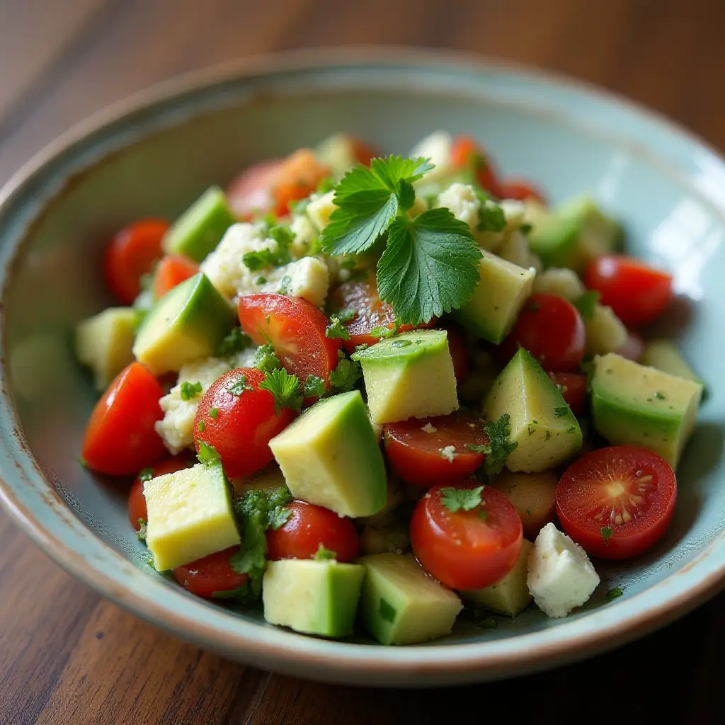 Cilantro, Avocado, Tomato, and Feta Salad
