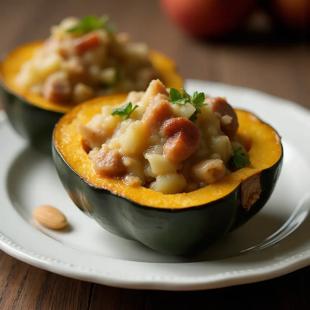 Sausage and Cabbage Stuffed Acorn Squash