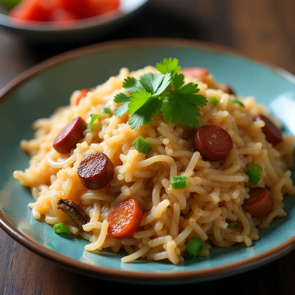 Chinese Stir-Fried Sticky Rice with Chinese Sausage