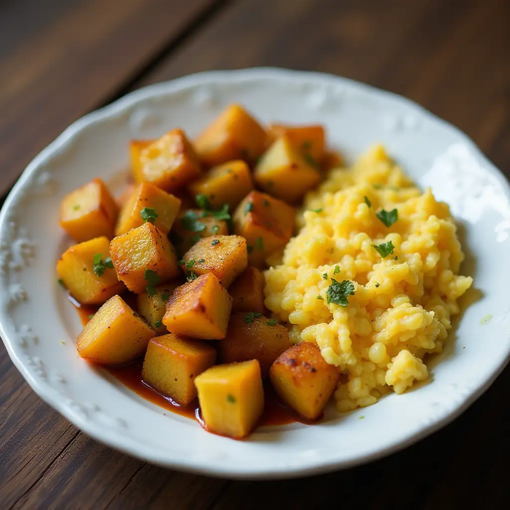 Spicy Potatoes and Scrambled Eggs