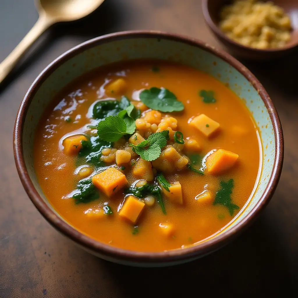Indian Sweet Potato and Lentil Soup