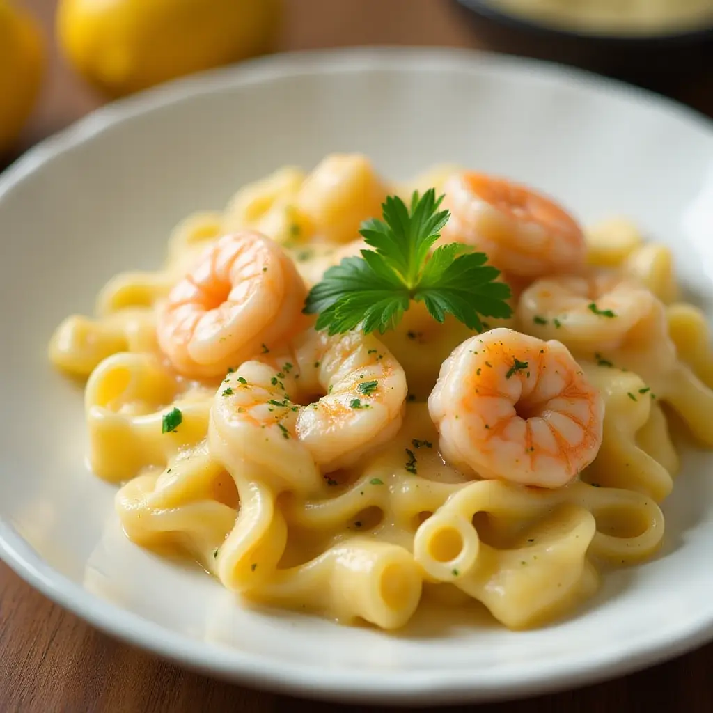 Shrimp and Pasta in Lemon Cream Sauce