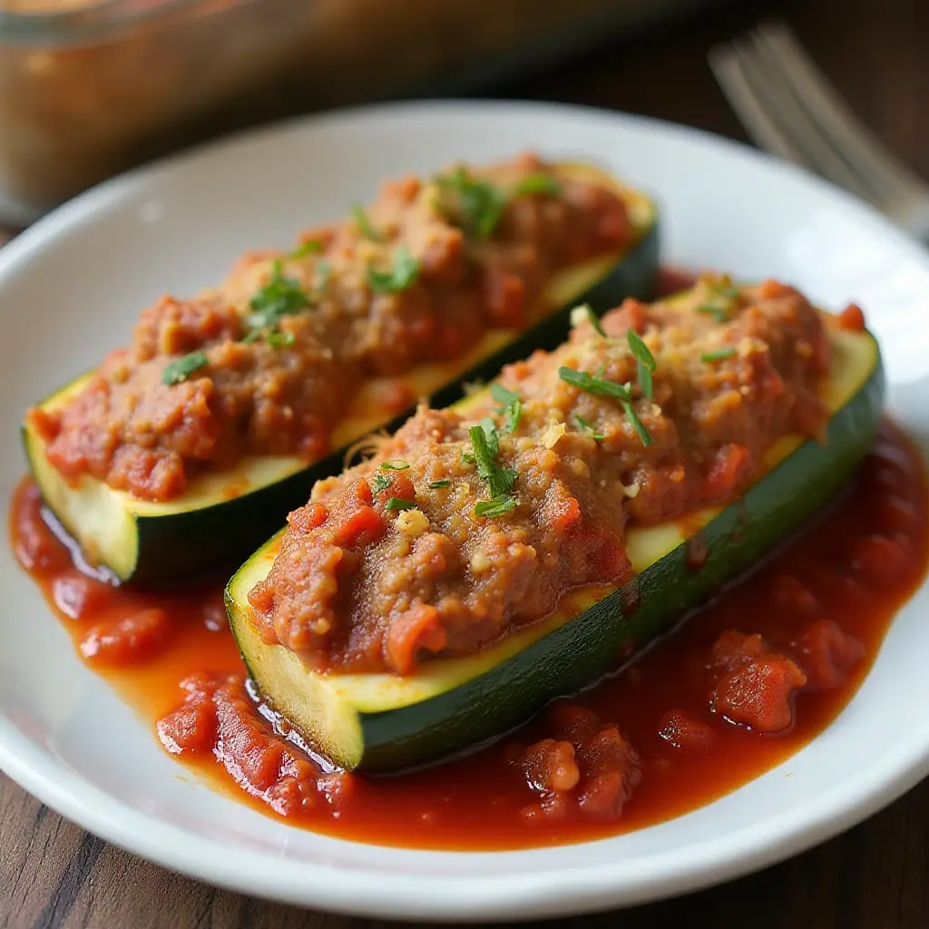 Ground Beef Stuffed Zucchini