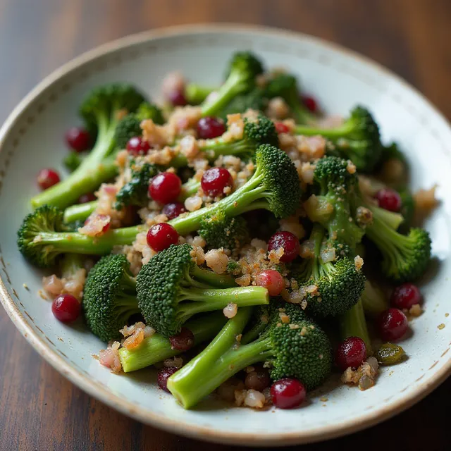 Blistered Broccolini with Cranberries and Capers