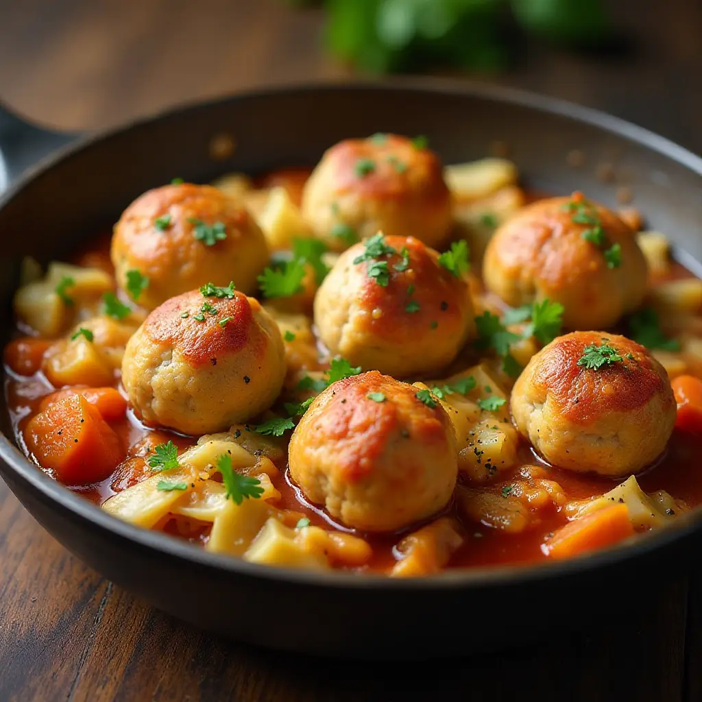 Quick Cabbage and Chicken Meatballs