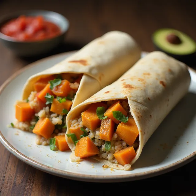 Vegan Sweet Potato and Bean Burritos