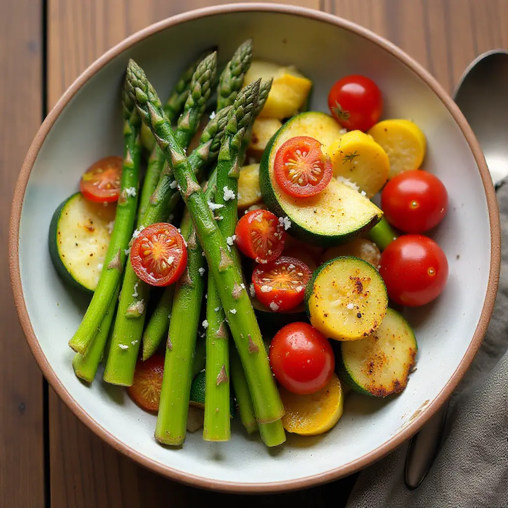 Roasted Asparagus, Zucchini, and Tomatoes