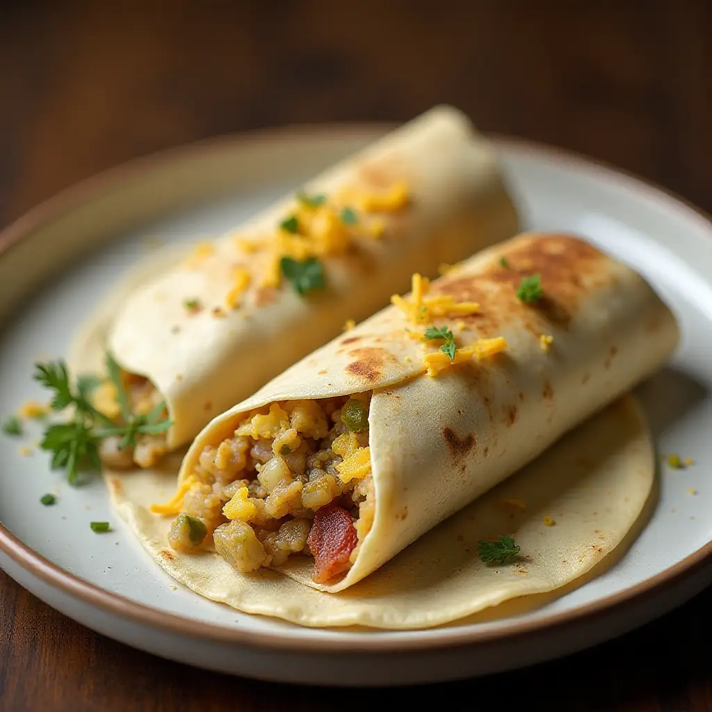 New Mexico Green Chile Breakfast Burritos