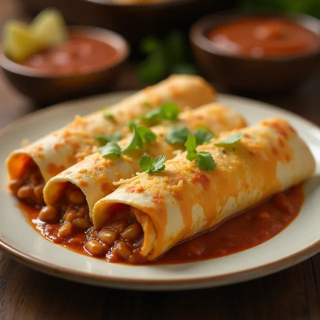 Refried Bean and Cheese Enchiladas