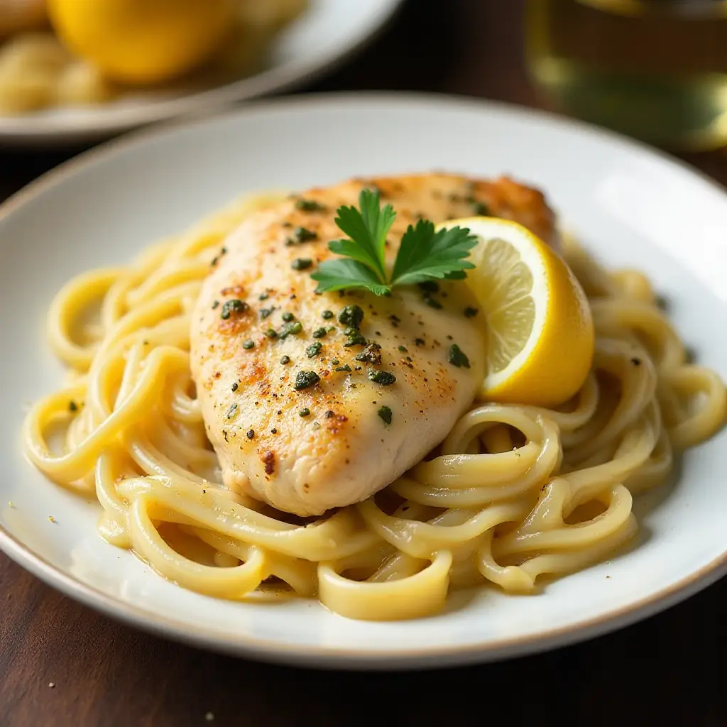 Chicken Piccata with Fettuccine