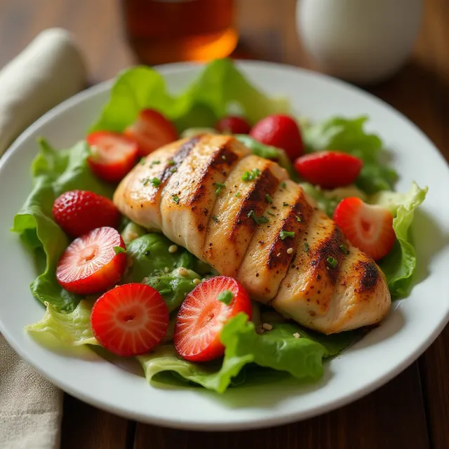 Grilled Chicken Salad with Seasonal Fruit