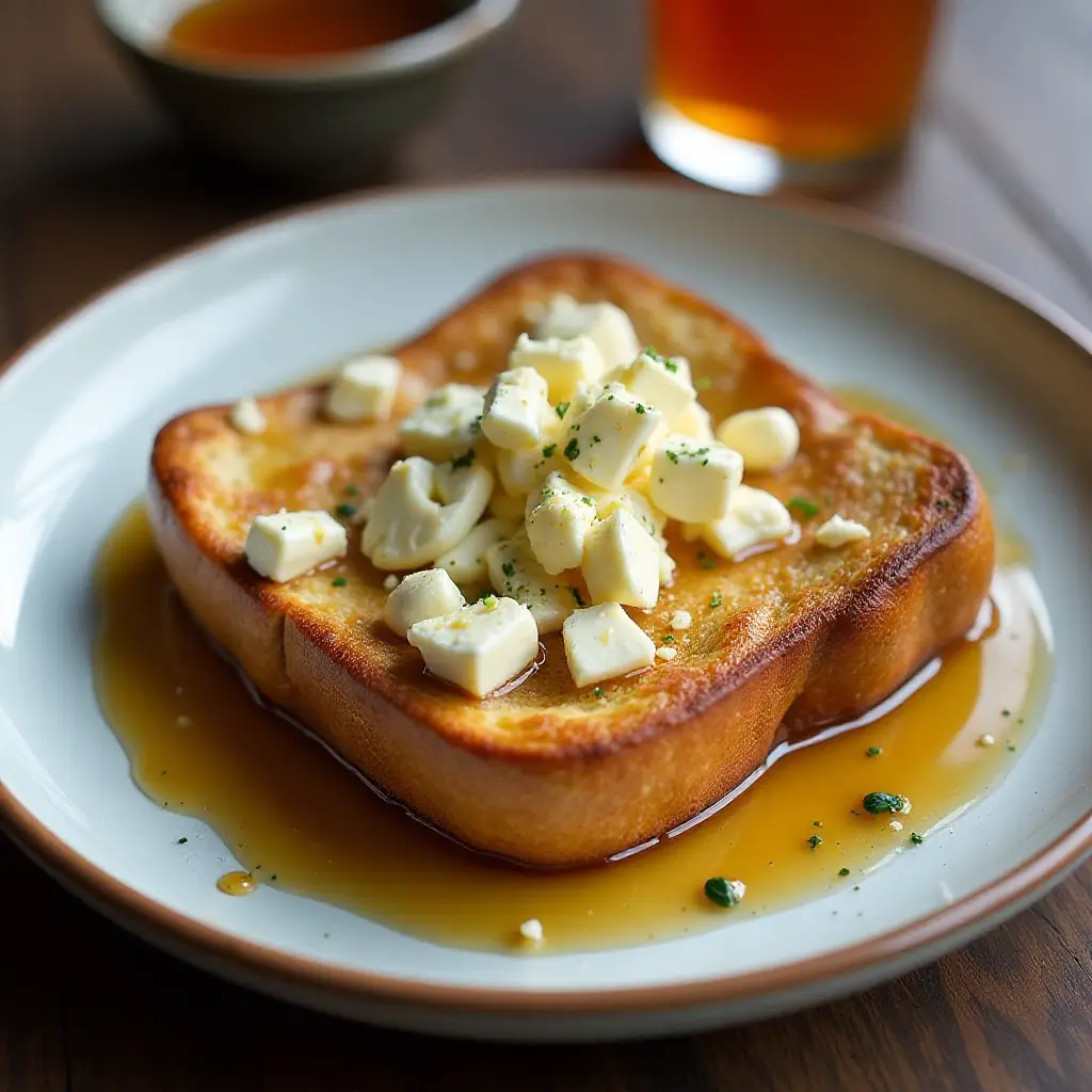 Feta Cheese French Toast with Spiced Honey Syrup