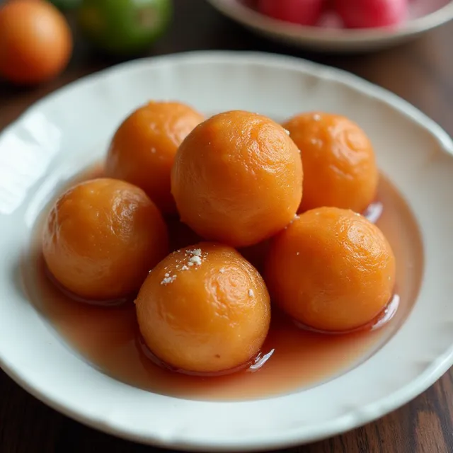 Gulab Jamun (Waffle Balls in Syrupy Rose Water)