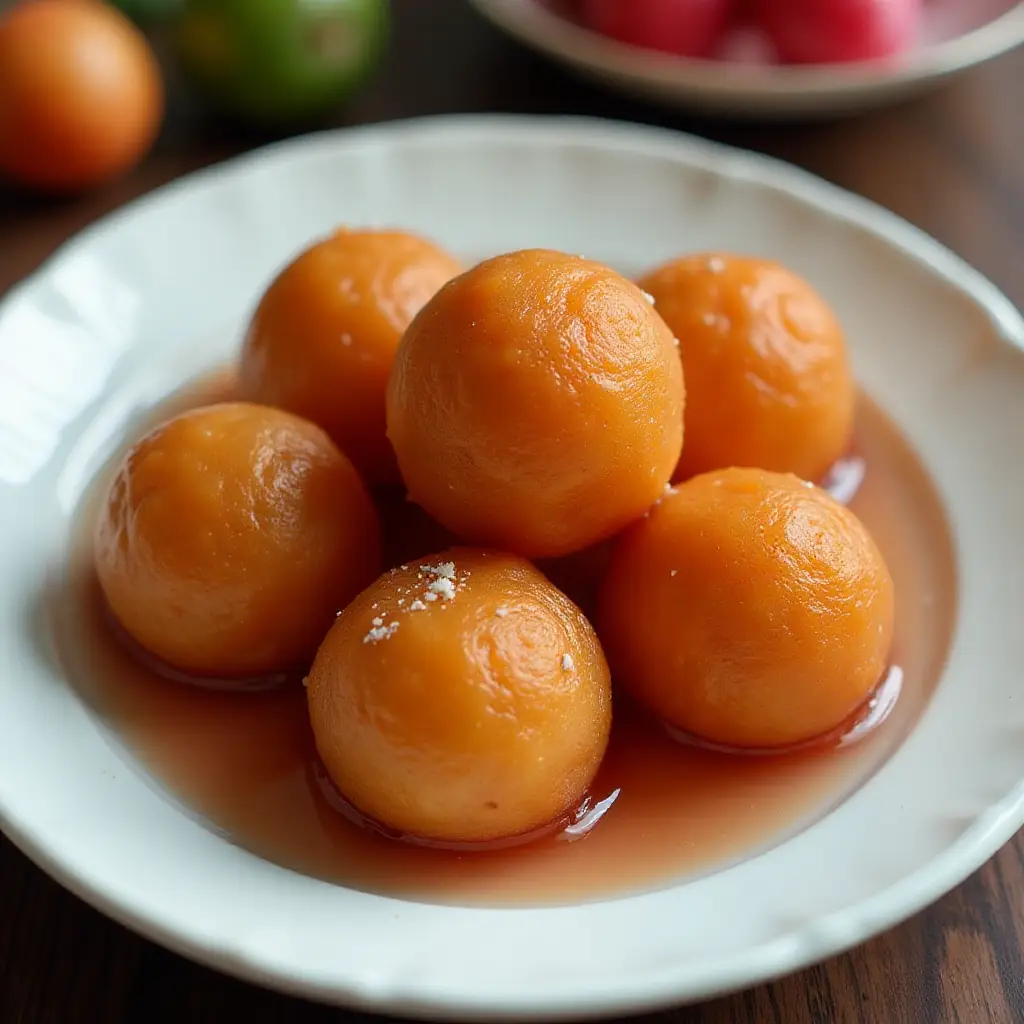 Gulab Jamun (Waffle Balls in Syrupy Rose Water)