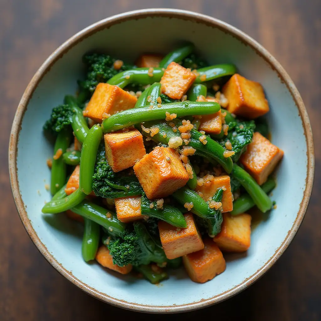 Sweet and Spicy Tempeh with Long Beans