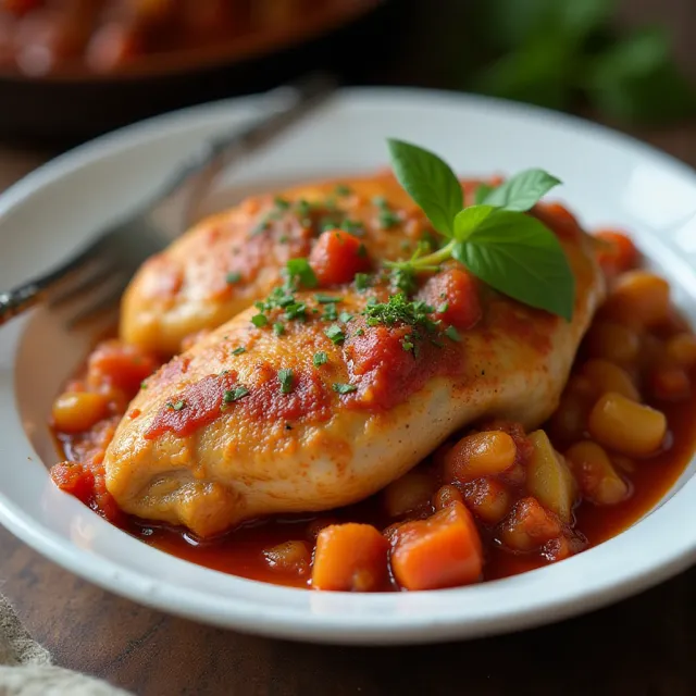 Spicy Slow Cooker Chicken Cacciatore with Wine