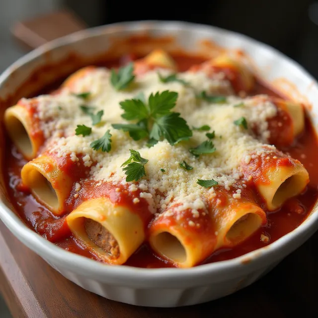 Easy Sausage Manicotti Bake