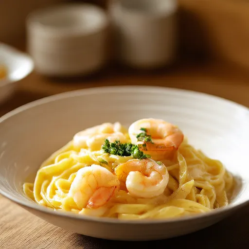 Shrimp and Pasta in Lemon Cream Sauce