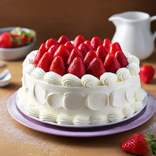 Tragekuchen mit Erdbeeren und Schlagsahne