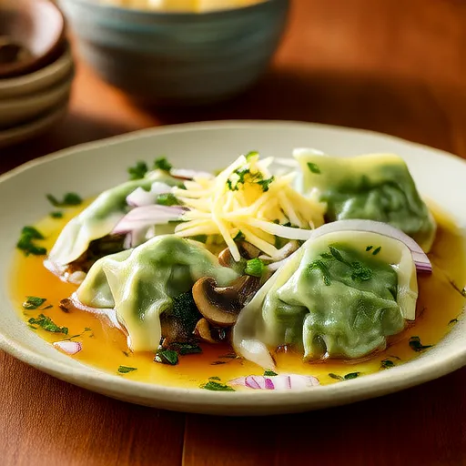 Mushroom and Spinach Ravioli with Chive Butter Sauce