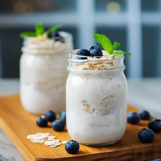 Avena nocturna de coco con polvo de proteína