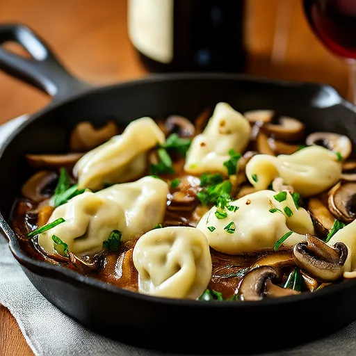 Mushroom Ravioli in a Creamy Marsala Wine Sauce
