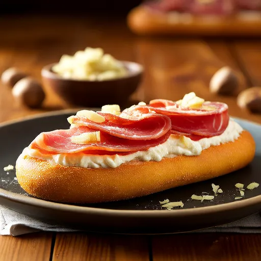 Bruschetta de Presunto, Parmesão e Pinhões