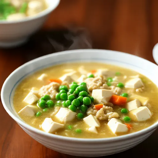 Zuppa di Piselli Spezzati con Tofu