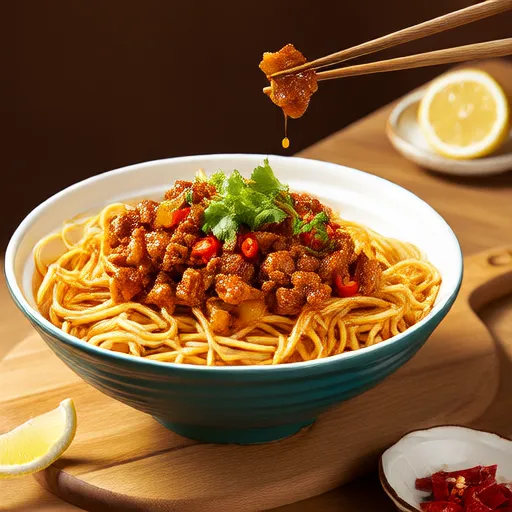 Mie Labu Pedas dengan Daging Babi