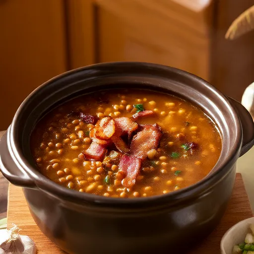 Slow Cooker Lentil Soup with Bacon