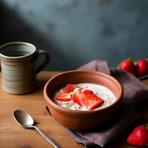 Fiocchi d'avena con fragole e crema