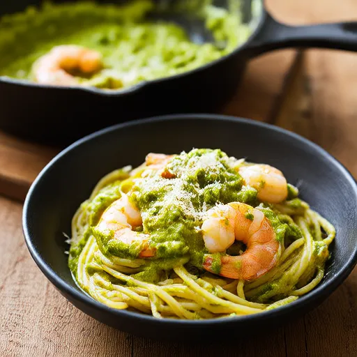 Pistachio Pesto Pasta with Shrimp