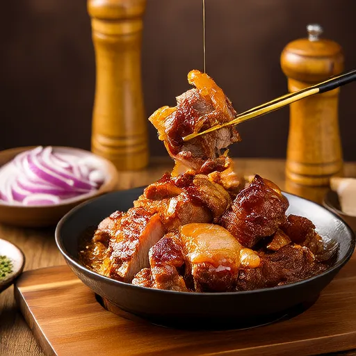Porc Effiloché au Miel et à la Moutarde Cuit à Feu Doux
