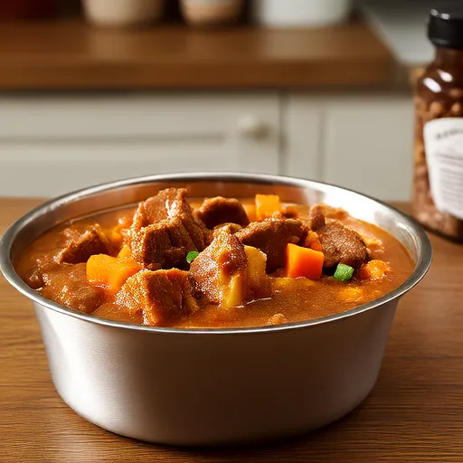 Homemade Dog Food with Meat and Vegetables