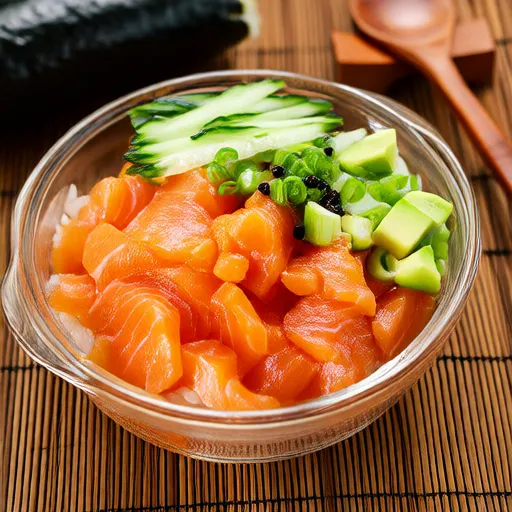 Insalata di cetrioli agitati con roll di salmone piccante