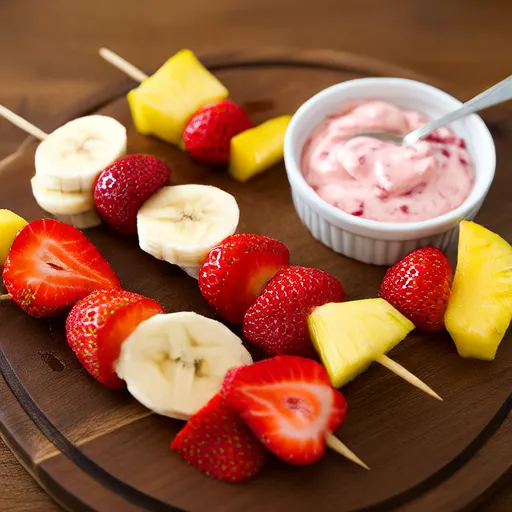 Spiedini di pera con salsa alla fragola