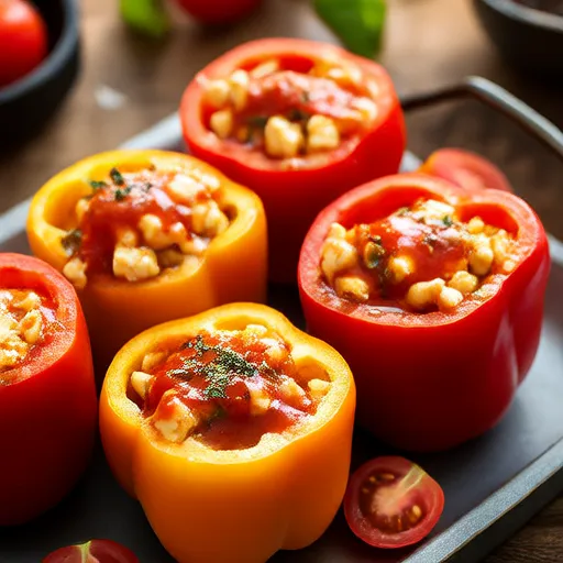 Перцы, фаршированные тофу и рисом