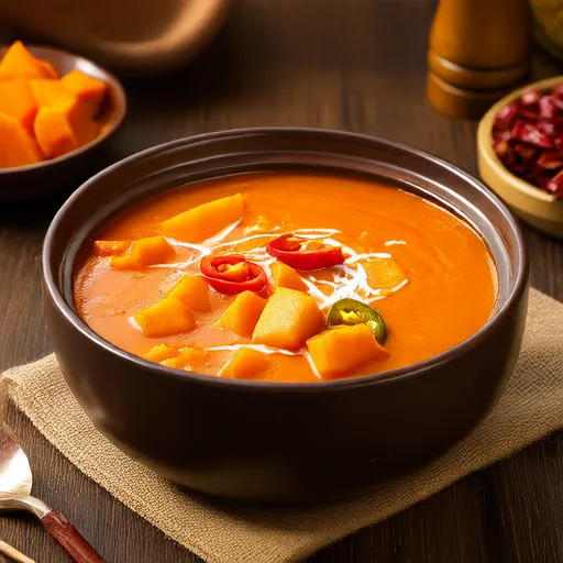 Тыквенный суп с красным карри и кокосом